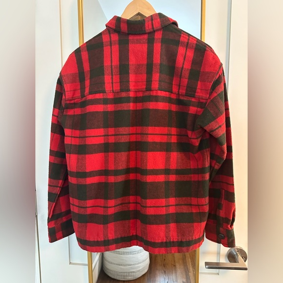 LL Bean Red and Black Plaid Utility Jacket / Shacket - Picture 3 of 4